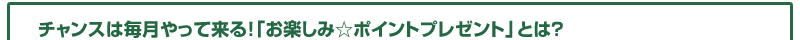 チャンスは毎月やって来る！「お楽しみ☆ポイントプレゼント」とは？