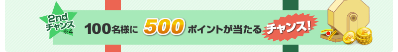 抽選で100名様に500ポイントが当たるチャンス！