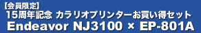 【会員限定】　15周年記念 カラリオプリンターお買い得セット　Endeavor NJ3100 × EP-801A