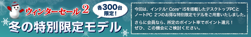 ウィンターセール2　冬の特別限定モデル　各300台限定！