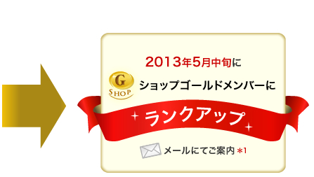 2013年5月中旬にショップゴールドメンバーにランクアップ（メールにてご案内）