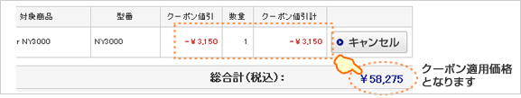 クーポン適用価格となります