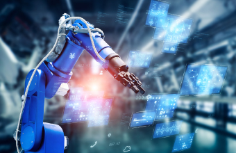 AIによる外観検査を行うロボットアームのイメージ